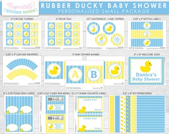 Rubber Ducky Theme SMALL Baby Shower Party Package | Blue & Yellow | It's a Boy | Personalized | Printable DIY Digital Files