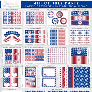 4th of July Theme Large Party Package Printable DIY Digital Files ...