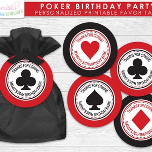 Casino Night Poker Theme SMALL Birthday Party Package Red & Black Personalized Printable DIY Digital File image 5