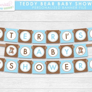 Teddy Bear Theme SMALL Baby Shower Party Package | Blue & Brown | It's ...