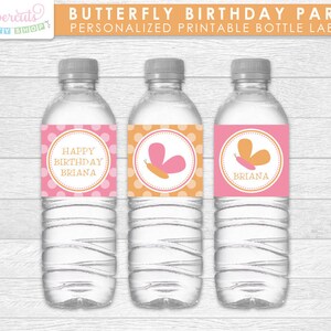 Butterfly Theme LARGE Happy Birthday Party Package Pink & Orange Personalized Printable DIY Digital File image 3