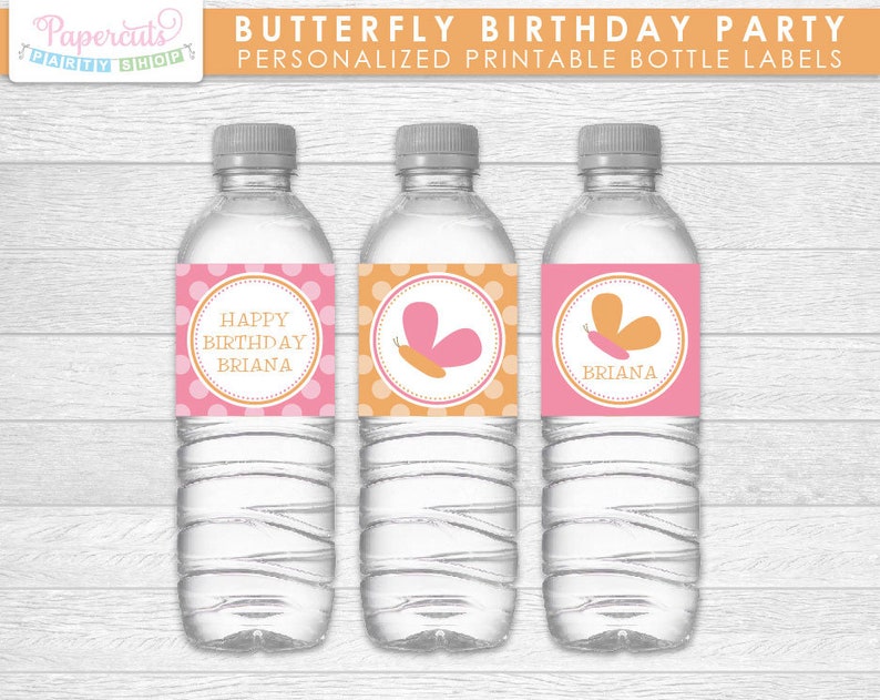 Butterfly Theme LARGE Happy Birthday Party Package Pink & Orange Personalized Printable DIY Digital File image 3