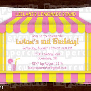 Limonade Thema Geburtstag Party Einladung | Gelb & Rosa | Personalisierte | Druckbare DIY digitale Datei