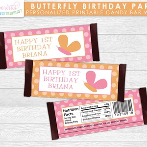 Butterfly Theme LARGE Happy Birthday Party Package Pink & Orange Personalized Printable DIY Digital File image 6