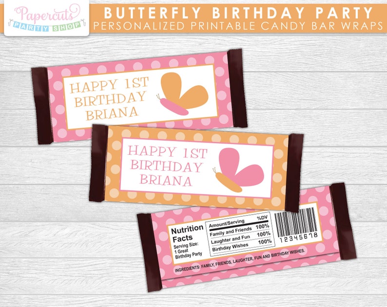Butterfly Theme LARGE Happy Birthday Party Package Pink & Orange Personalized Printable DIY Digital File image 6