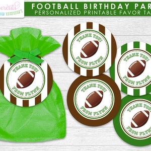 Football Theme SMALL Birthday Party Package Green & Brown Personalized Printable DIY Digital Files image 5