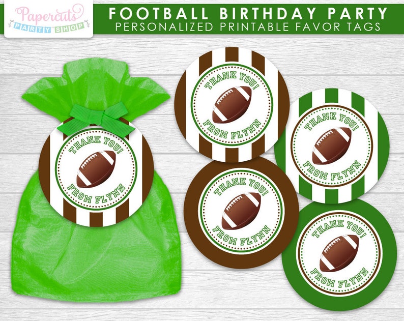 Football Theme SMALL Birthday Party Package Green & Brown Personalized Printable DIY Digital Files image 5