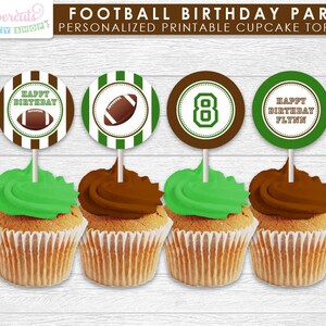 Football Theme SMALL Birthday Party Package Green & Brown Personalized Printable DIY Digital Files image 4