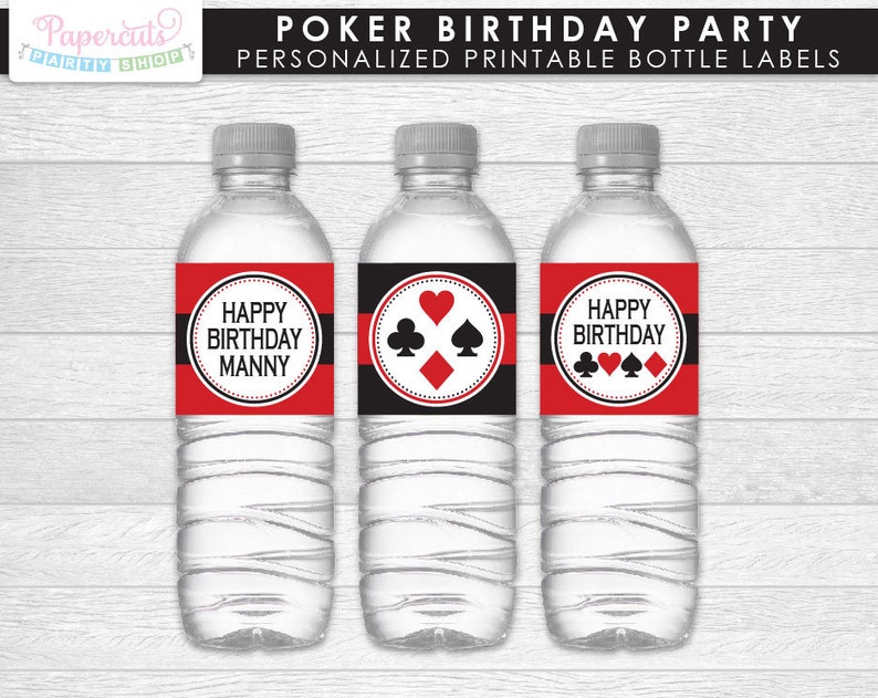 Casino Night Poker Theme SMALL Birthday Party Package Red & Black Personalized Printable DIY Digital File image 3