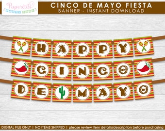 Mexican Cinco de Mayo Fiesta Theme Banner | Printable DIY Digital File | INSTANT DOWNLOAD