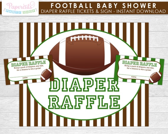 football theme baby shower diaper raffle tickets w sign green raffle ticket signs
