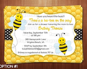 Busy Honey Bumble Bee / What Will it BEE Theme Baby Shower Party Invitation | Black & Yellow | Personalized | Printable DIY Digital File