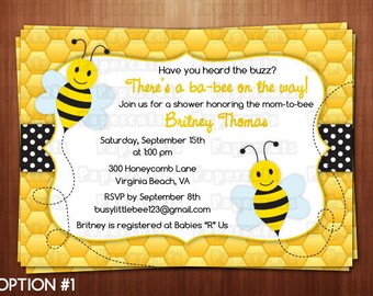 Busy Honey Bumble Bee / What Will it BEE Theme Baby Shower Party Invitation | Black & Yellow | Personalized | Printable DIY Digital File