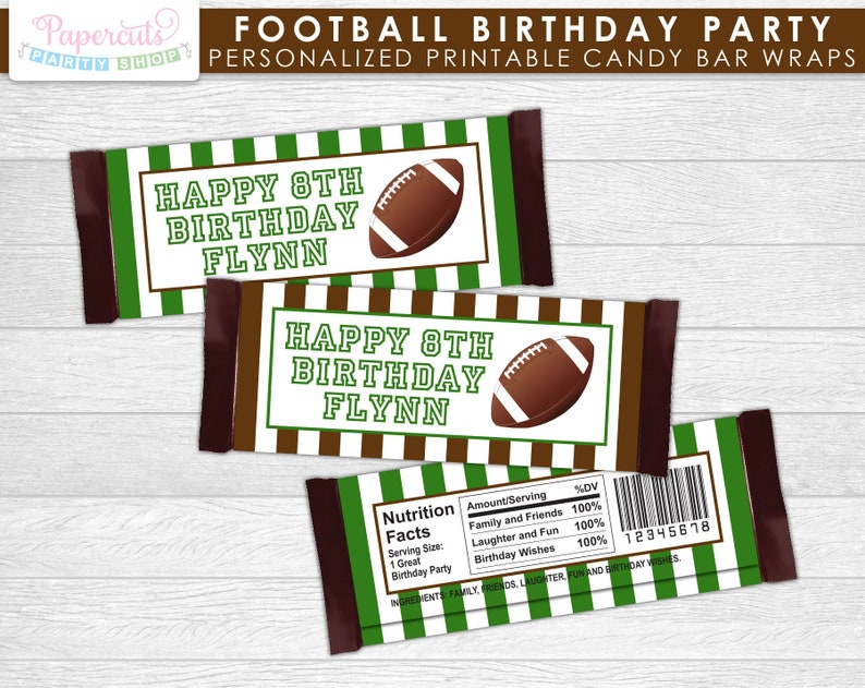 Football Theme SMALL Birthday Party Package Green & Brown Personalized Printable DIY Digital Files image 6