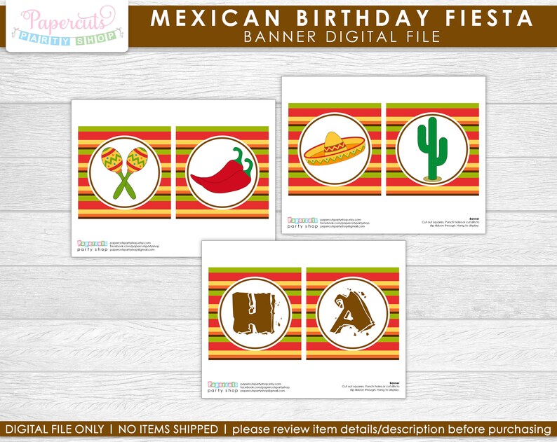 Mexican Fiesta Theme Happy Birthday Party Banner | Etsy