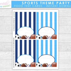 INSTANT Download - Printable DIY Blue Sports Theme BLANK Food Tent ...