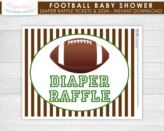 football theme baby shower diaper raffle tickets w sign green raffle ticket signs