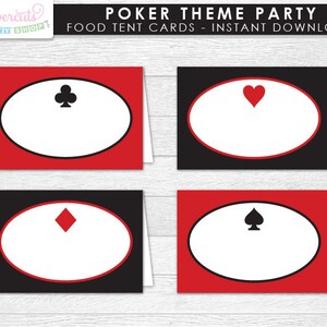 Casino Night Poker Theme SMALL Birthday Party Package Red & Black Personalized Printable DIY Digital File image 6