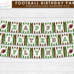 Football Theme SMALL Birthday Party Package Green & Brown Personalized Printable DIY Digital Files image 2