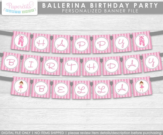 Ballerina Banner Ballerina  Printables Dance Banner Ballerina  Birthday Banner Ballerina  Birthday Party Ballerina  Party Decor