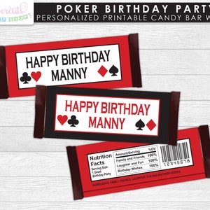 Casino Night Poker Theme SMALL Birthday Party Package Red & Black Personalized Printable DIY Digital File image 7