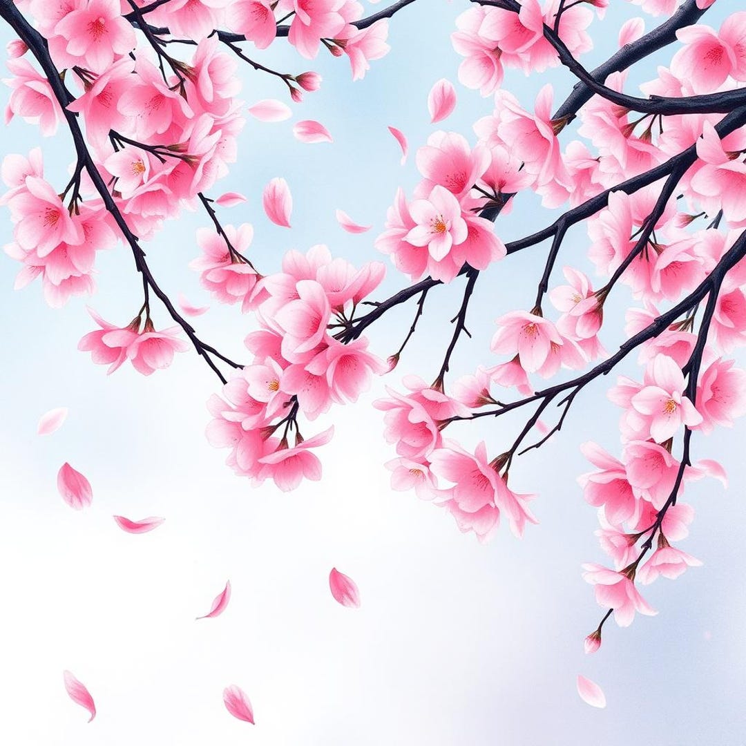 Sakura Cherry Blossom Digital Art Printable Japanese Watercolor Wall ...