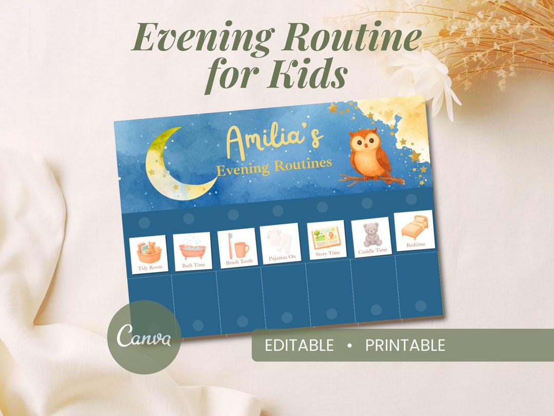 Bedtime Ritual Visuals Kids Bedtime Routine | Visual Schedule, Watercolor Visuals, Nightly ...