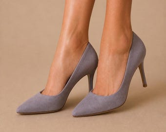 Elegant Suede Pumps – Classic Purple High Heel Shoes