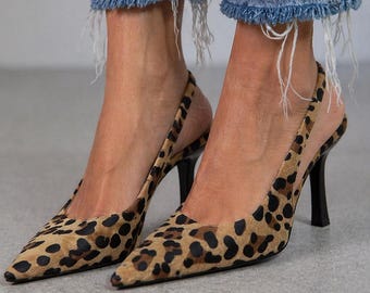Leopard Slingback Pointed Toe Heels