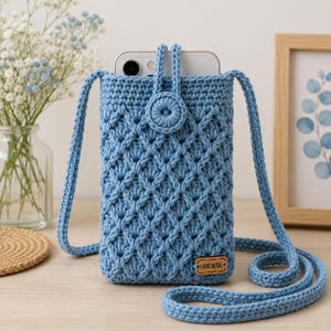 Pochette pour téléphone au crochet, Patron PDF de sac pour smartphone au crochet, Sac décoratif texturé au crochet, Idée cadeau fait main pour les crocheteuses