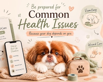 Fichas de salud canina: Vómitos, diarrea, cuidado de heridas, guía para la eliminación de garrapatas (descarga instantánea)