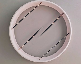 Offset Ladder-- Porcelain Wall Ring with 4 African Porcupine Quills