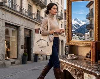St. Moritz Polo Club tygväska - Tournoi d'Hiver Canvasväska - Modell OA113 Vintage Endast för medlemmar - Gamla pengar estetik - Chic present till kvinnor