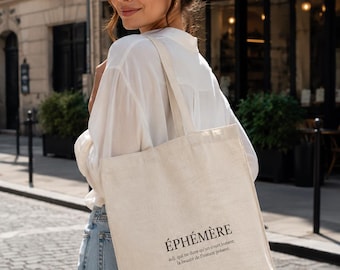 Éphémère-tygväska - 300 g kraftig canvasväska - Minimalistisk parisisk estetik - Gåva för poeter och fotoälskare - Ivy Studio