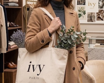 Ivy Paris Stor Minimalistisk Toteväska, Överdimensionerad Canvas Shopper Premium, Tyst Lyxig Estetisk Axelväska, Fransk Bomullstoteväska,