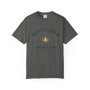 Monte Carlo Grand Prix Shirt, Ivy Studio Royal Heritage Tee, Monaco Yacht Club Aesthetic Top, Comfort Colors 1717 Ivory, Gold Crown Graphic, image 5