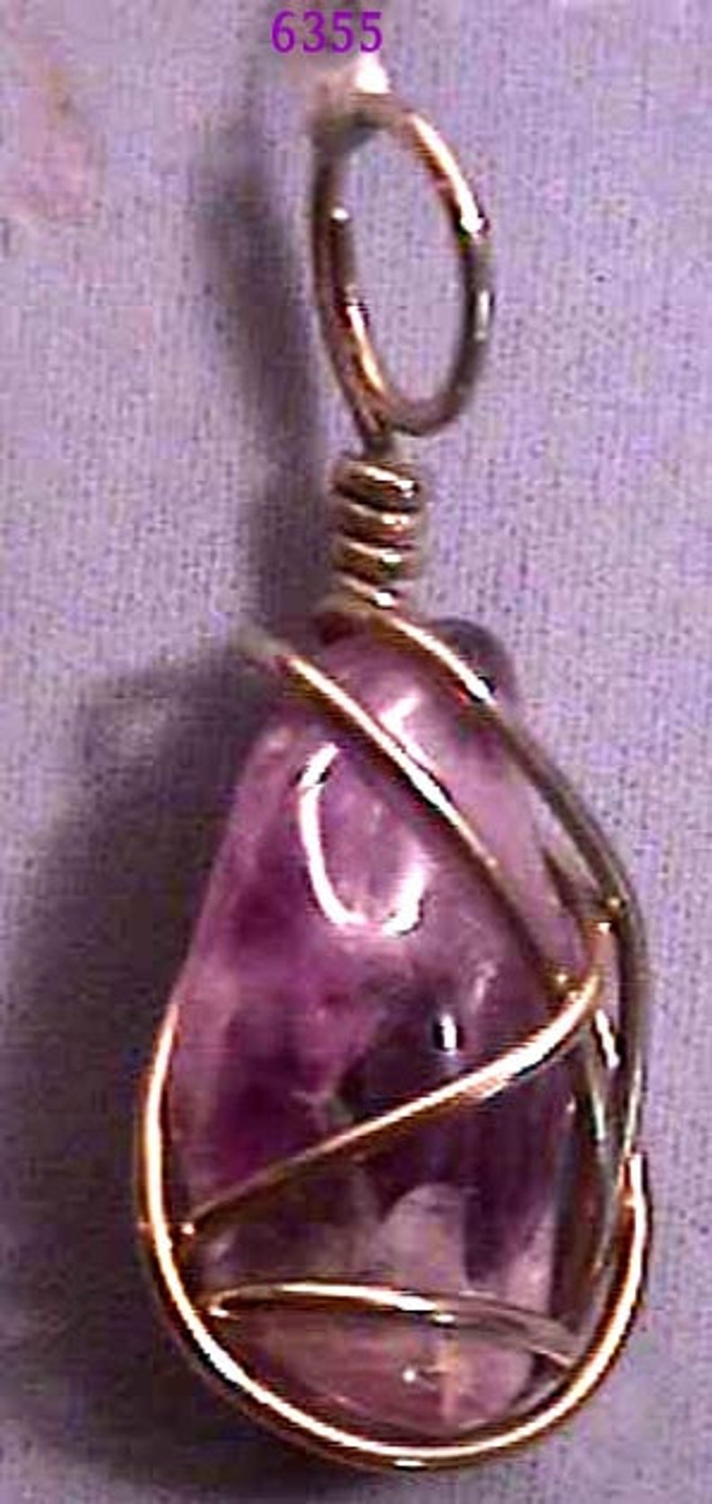 6355 20/% DISCOUNT Vintage Amethyst Stone in White Metal Cage Pendant Item