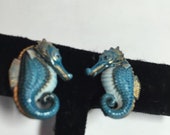 ON SALE TOSHIKANE Seahorse Screw Back Earrings Vintage 1950s