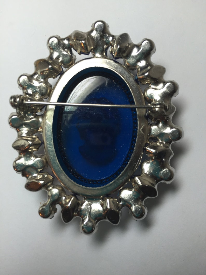 ON SALE D/&E aka Juliana Blue Glass Cameo Demi Parure Brooch and Bracelet Original Tag Item 17311
