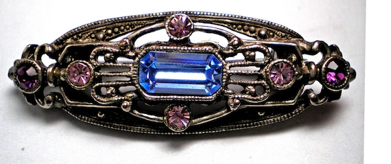 Vintage Purple, Lilac and Blue Bar Pin   Item: 16… - image 1