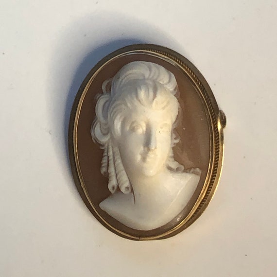 Vintage High Profile Cameo Hand Carved Shell Broo… - image 3