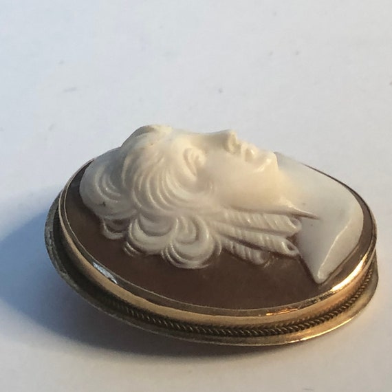 Vintage High Profile Cameo Hand Carved Shell Broo… - image 2