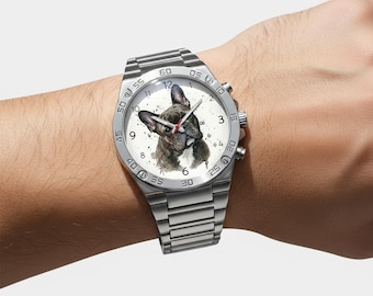 Orologio personalizzato per animali domestici, ritratto di cane ad acquerello, orologio da polso personalizzato, design unico