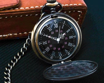 Custom Photo Engraved Pocket Watch, Personalized Quartz Timepiece, Memorial Keepsake Gift