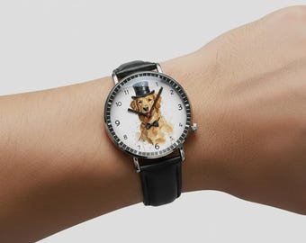 Orologio personalizzato con ritratto di cane, quadrante personalizzato ad acquerello, cinturino unico per donna, regalo per lei
