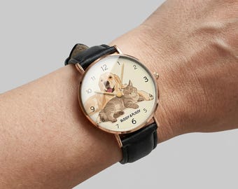 Orologio personalizzato con foto di animali domestici, orologio da polso con ritratto di cane o gatto, regalo boho per coppie