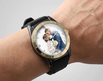 Orologio personalizzato, orologio retrò con quadrante acquerellato e cinturino in silicone, idea regalo per matrimonio.