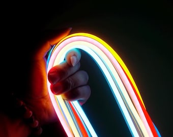 Tira de luz LED flexible de neón USB, 5 V para hacer letreros DIY, cuerda de silicona, 10 colores (resistente al agua IP65)