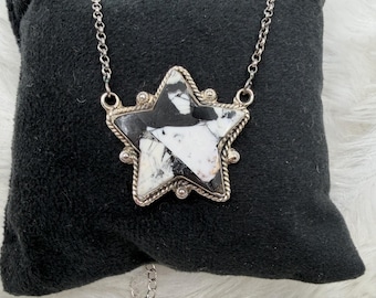 white buffalo turquoise sterling silver star necklace