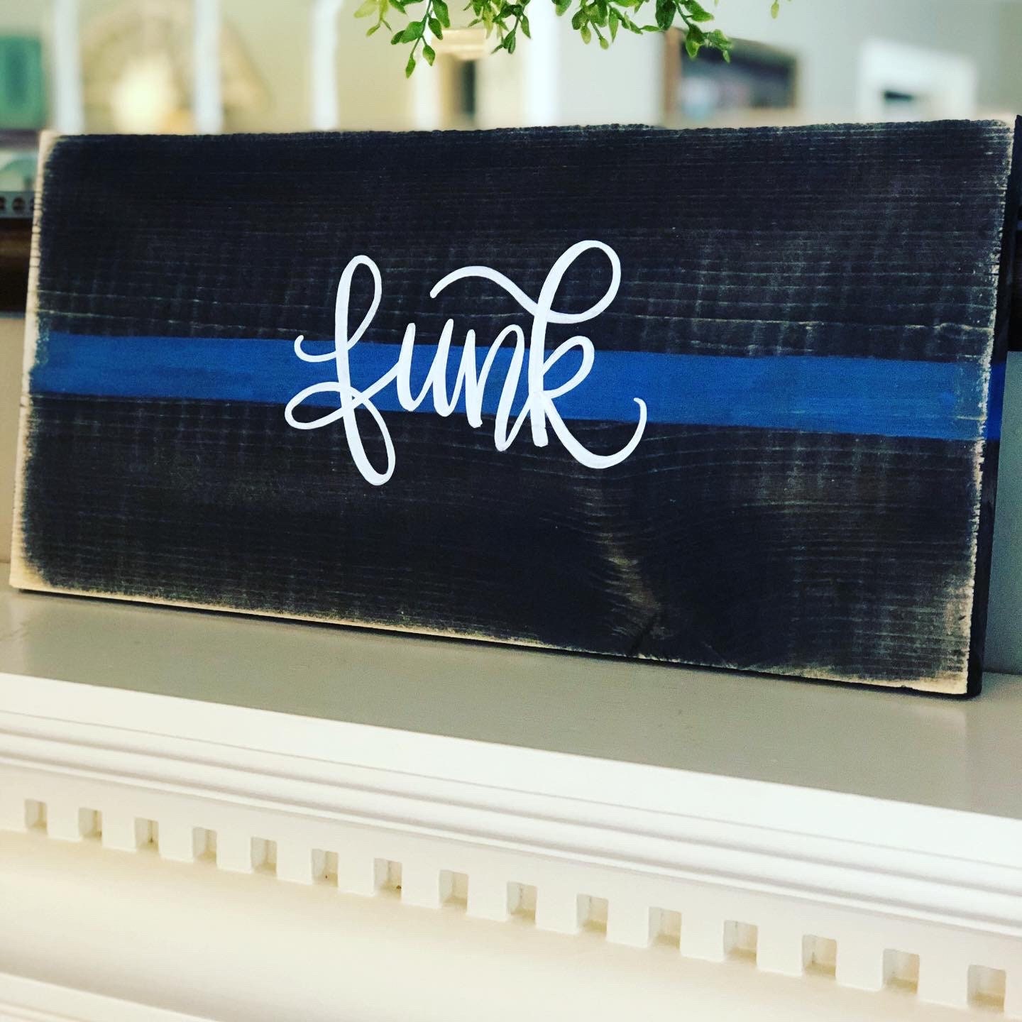 Personalized Thin Blue Line Sign: Hand Lettered Police Family Wood ...